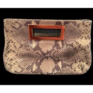 Michael Kors Beige Python Berkeley clutch